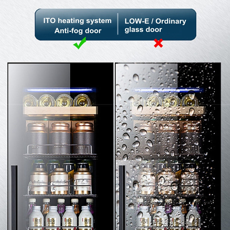 150L Wine Cooler/Cabinet Beverage Refrigerator Wine Cellar Beer Soda Clear Glass Door Bar Fridge Quiet Compressor Adjust Temp Freestanding Indoor Use lce Bar Wine Cabinet
