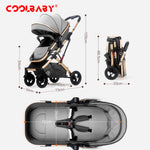 Load image into Gallery viewer, COOLBABY Baby Stroller with Canopy, Baby Bassinet Stroller, Infant Stroller with Reversible Seat with Rubber Wheel and Good Shock absorption (Gray) - COOLBABY
