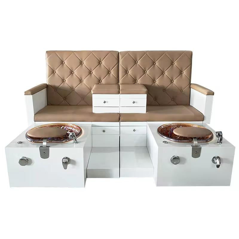 Double Pedicure Massage Chair Foot SPA Massage Chair for Pedicure and Manicure with Basin and Storage Drawer - coolbabymalls