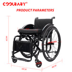 Load image into Gallery viewer, Foldable Aluminum Lightweight Wheelchair, Folding Sports Wheelchair, All-Terrain Ultra Lightweight Wheelchair,Wheelchairs for Adults,Anti-Tip Wheels(Seat Width 44cm)
