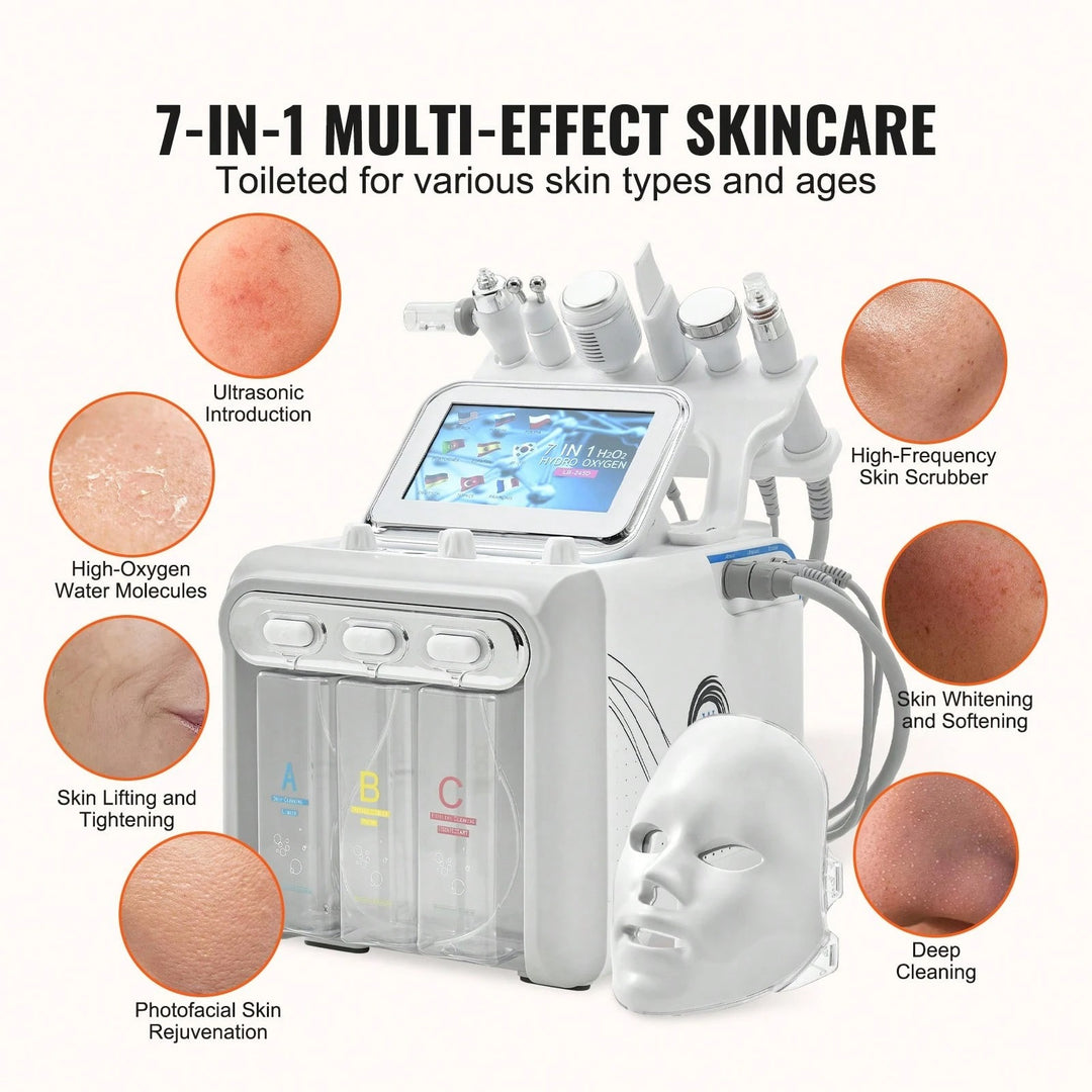 7 in 1 H2O2 Beauty Skin Cleansing Hydrofacial Machine Facial Machine Water Aqua Peeling for Home Use - coolbabymalls