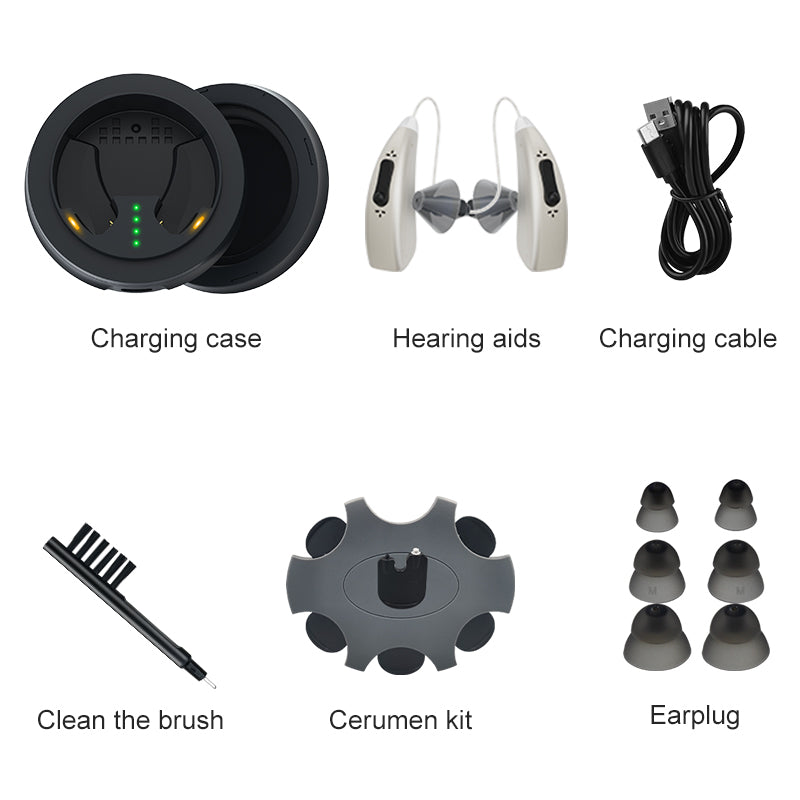 Rechargeable Hearing Aids for Seniors with Noise Cancelling, BTE Hearing Aids for People with Mild Moderate Severe Hearing Loss - coolbabymalls