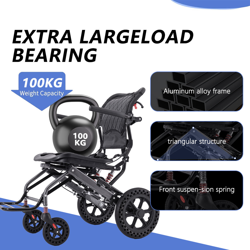Ultra Lightly Folding Manual Travel Wheelchair for Disabled and Elderly with Telescopic Handle Could Carry on the Plane - coolbabymalls