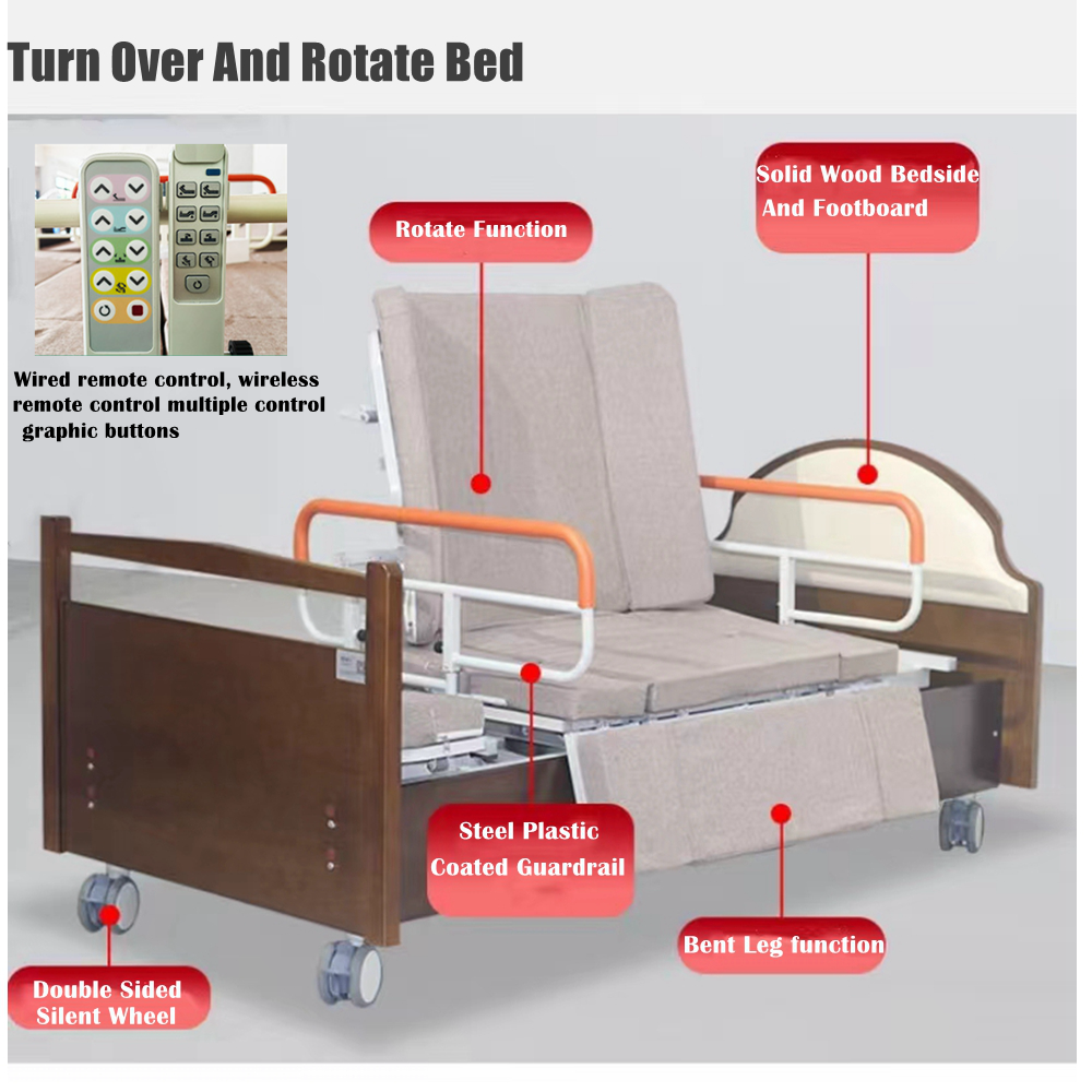 COOLBABY ZLJ1104  Multifunctional Electric Nursing Bed Household Electric Rotating Flip Nursing Bed For Paralyzed Elderly People To lift And Move Easily Out of Bed - coolbabymalls