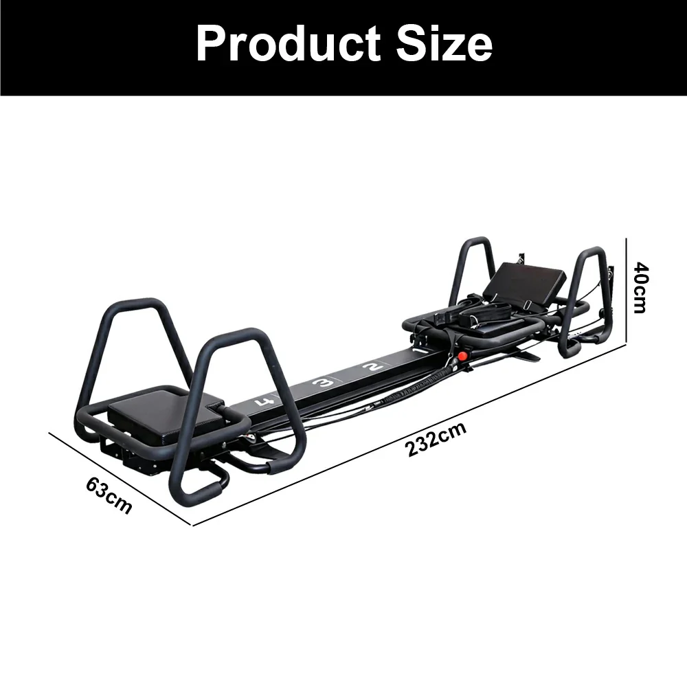 Black Aluminum Pilates Reformer Machine for Fitness Clubs Studio Use and Home Training - coolbabymalls