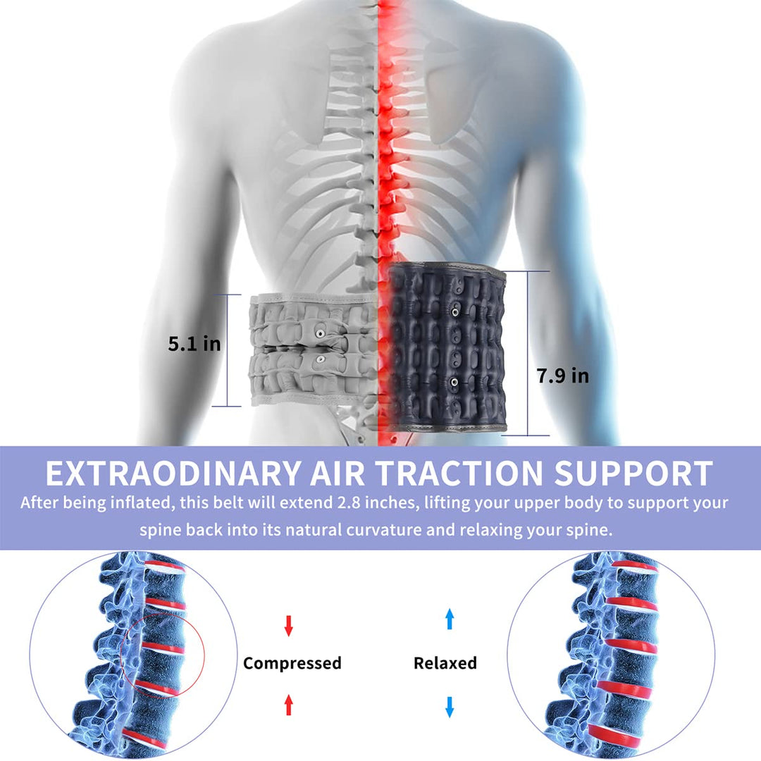 COOLBABY  ZLJ53  Compression Relief Harness - Inflatable Lumbar Support Strap - Effective Lower Back Pain Relief And Spinal Decompression Harness Device  One Size Fits 29-49 Inch Waist - coolbabymalls