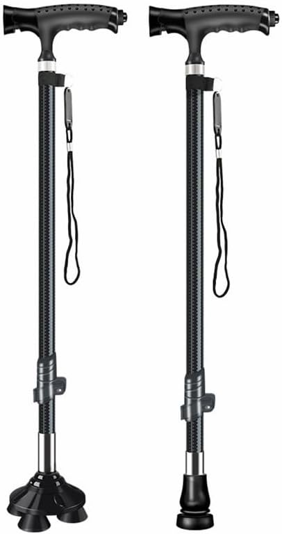 COOLBABY Elderly Cane Carbon Ultra-light Telescopic Cane Multi-function Cane Light Self-standing Cane With LED Light Magnet Massage Handle Cane.