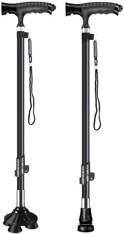 COOLBABY Elderly Cane Carbon Ultra-light Telescopic Cane Multi-function Cane Light Self-standing Cane With LED Light Magnet Massage Handle Cane.