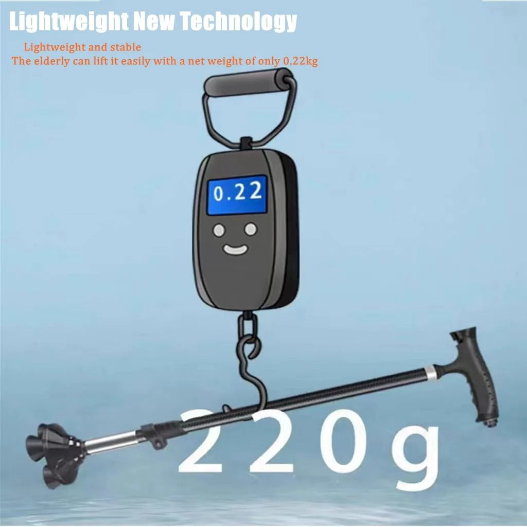 COOLBABY Elderly Cane Carbon Ultra-light Telescopic Cane Multi-function Cane Light Self-standing Cane With LED Light Magnet Massage Handle Cane.