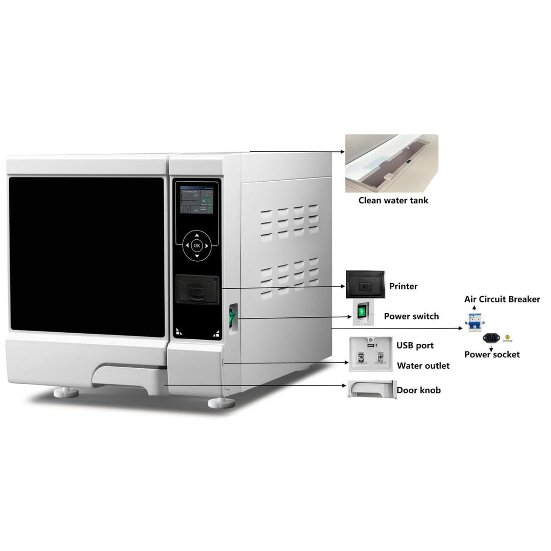 12L Class B Pre-vacuum Dental Autoclave Steam Sterilizer Built-in Printer Drying for Dental Cosmetic - coolbabymalls