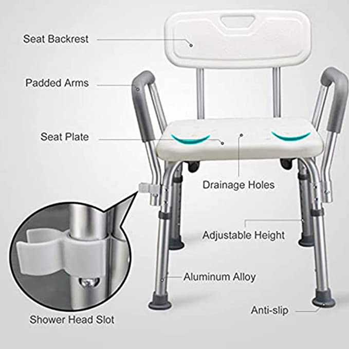 COOLBABY SSZ-XZD02 Height-Adjustable Shower Sliding Stool with Armrests - coolbabymalls