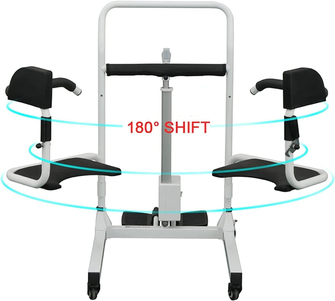 COOLBABY Electric Patient Lift Transfer Chair for Home, Multi-Function Lift Aid with 180° Split Seat, Shower and Commode Chair for Elderly Disabled, Portable Lift Wheelchair, 150KG Capacity