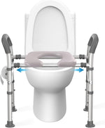 Load image into Gallery viewer, COOLBABY Raised Toilet Seat - [Adjustable Width] Heavy Duty 400lbs Medical Safety Handrails w/Padded Cushion - Toilet Seat Risers with Handles for Seniors, Handicapped
