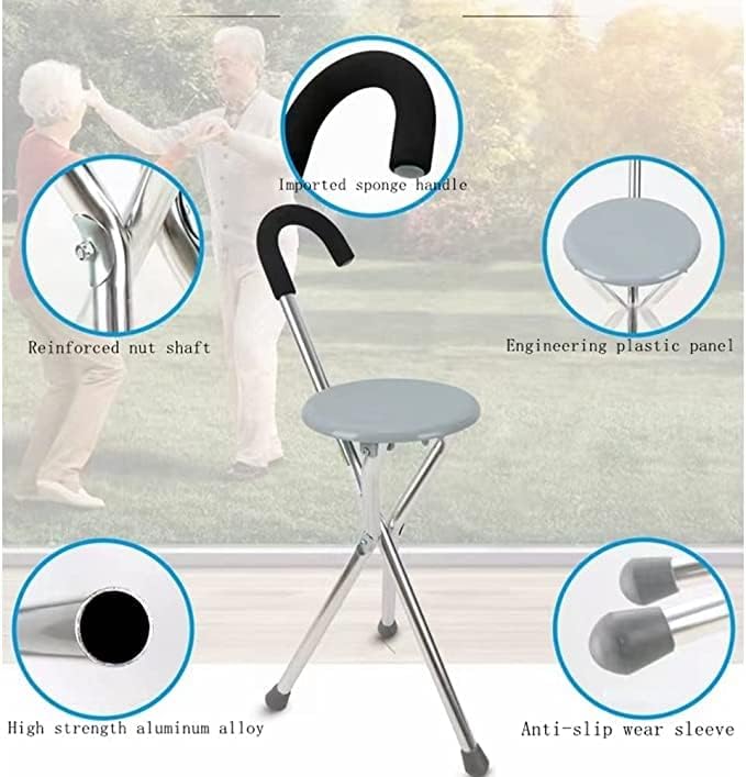 COOLBABY SSZ-GZD Aluminum alloy walking stick stool trekking stick travel crutches with stool cane crutches cane chair portable folding crutch chair - coolbabymalls