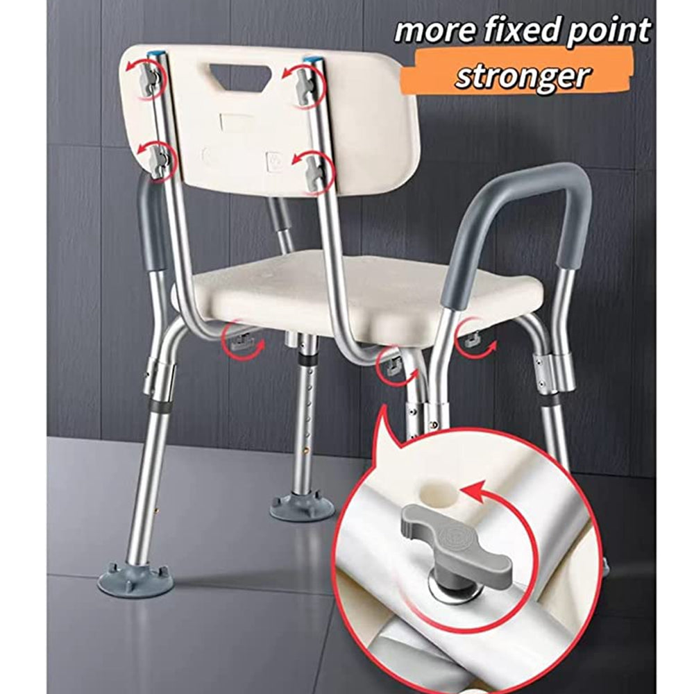 COOLBABY SSZ-XZD02 Height-Adjustable Shower Sliding Stool with Armrests - coolbabymalls