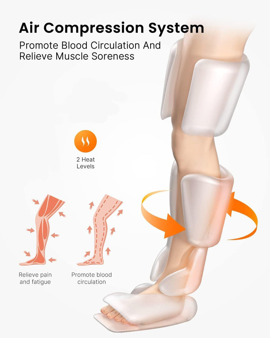 COOLBABY Leg Massager, Leg Air Compression Massager for Circulation and Pain Relief,2 Heat Levels Foot/Knee Massager - coolbabymalls