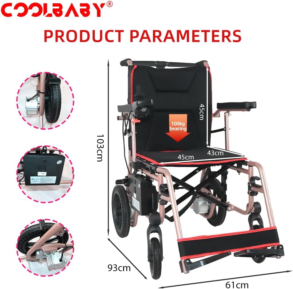ENJOYCARE EPW67A: Lightweight Wheelchair with Brushless Motor and Solid Iron Body - coolbabymalls