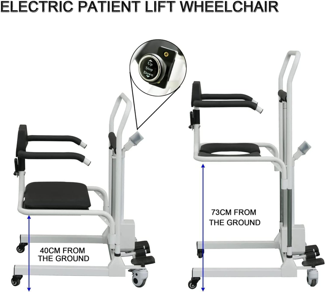 COOLBABY Electric Patient Lift Transfer Chair for Home, Multi-Function Lift Aid with 180° Split Seat, Shower and Commode Chair for Elderly Disabled, Portable Lift Wheelchair, 150KG Capacity