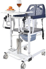 Load image into Gallery viewer, COOLBABY Hydraulic Patient Lift Transfer Chair for Elderly &amp; Disabled, Adjustable Height, Soft &amp; Toilet Seat, Front/Rear Caster Brakes, Shower &amp; Bathroom Wheelchair, 150kg Load Capacity
