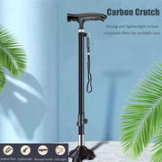 COOLBABY Elderly Cane Carbon Ultra-light Telescopic Cane Multi-function Cane Light Self-standing Cane With LED Light Magnet Massage Handle Cane.