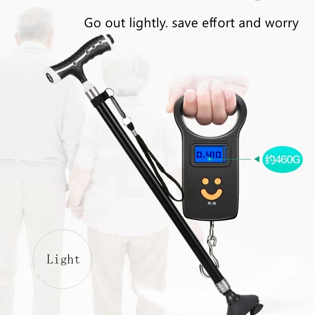 COOLBABY SSZ-GZLED Aluminum Alloy Multi-function Crutch Lamp Self-Supporting Crutches Non-slip Old Man Crutches With LED Light Magnet Massage Handle Crutches - coolbabymalls