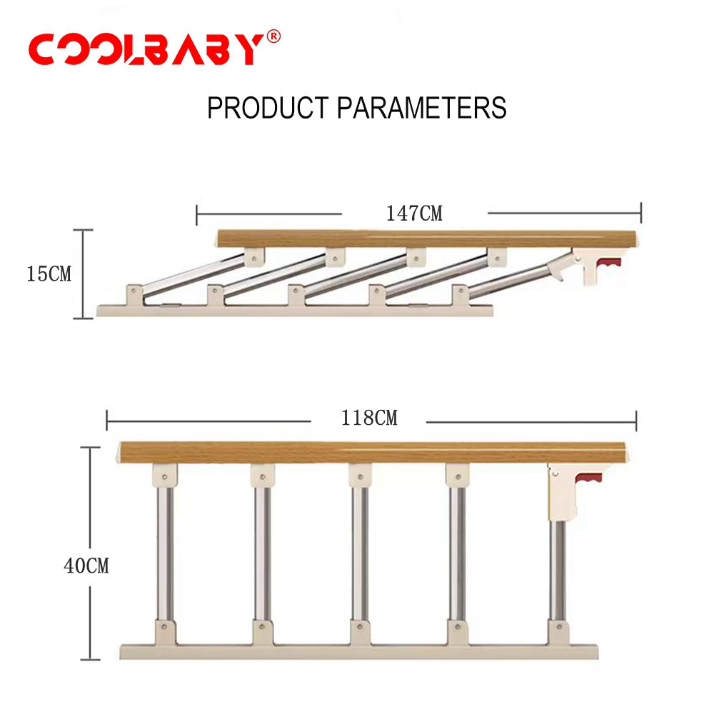 COOLBABY SSZ1003 Bed Rails For The Elderly Safety Foldable Bedside Armrests Auxiliary Handles Foldable Bed Crutches Guardrails For The Elderly Adjustable Railings  Anti-fall Sleep Bumpers