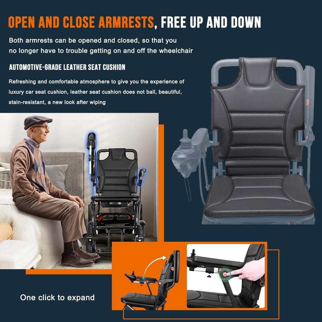 16kg Light Weight Folding Electric Wheelchair Portable Aluminum Powerchairs Dual Controller Wheelchair Electric