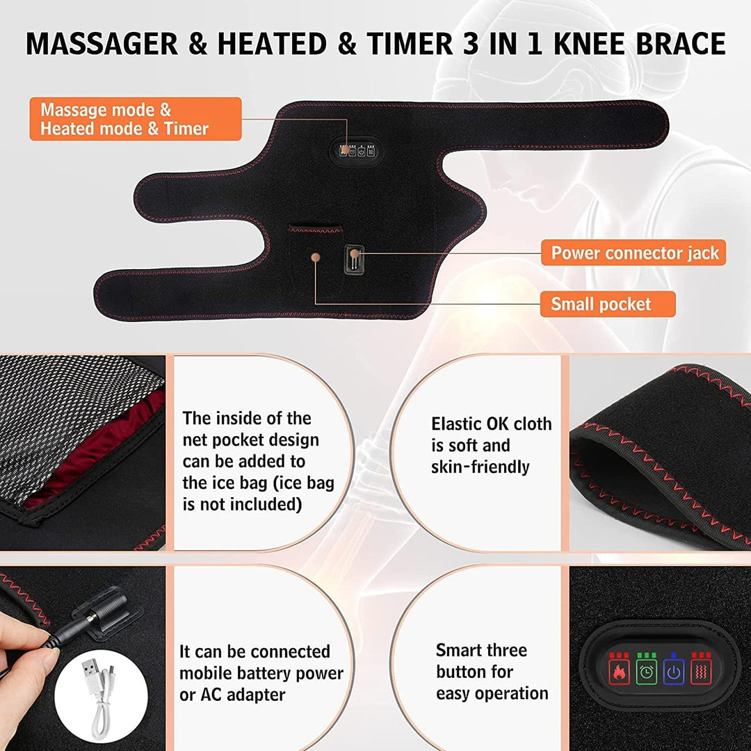 COOLBABY Heating massage knee pad USB portable electric heating massage knee pad hot compress knee pad warm massager - coolbabymalls