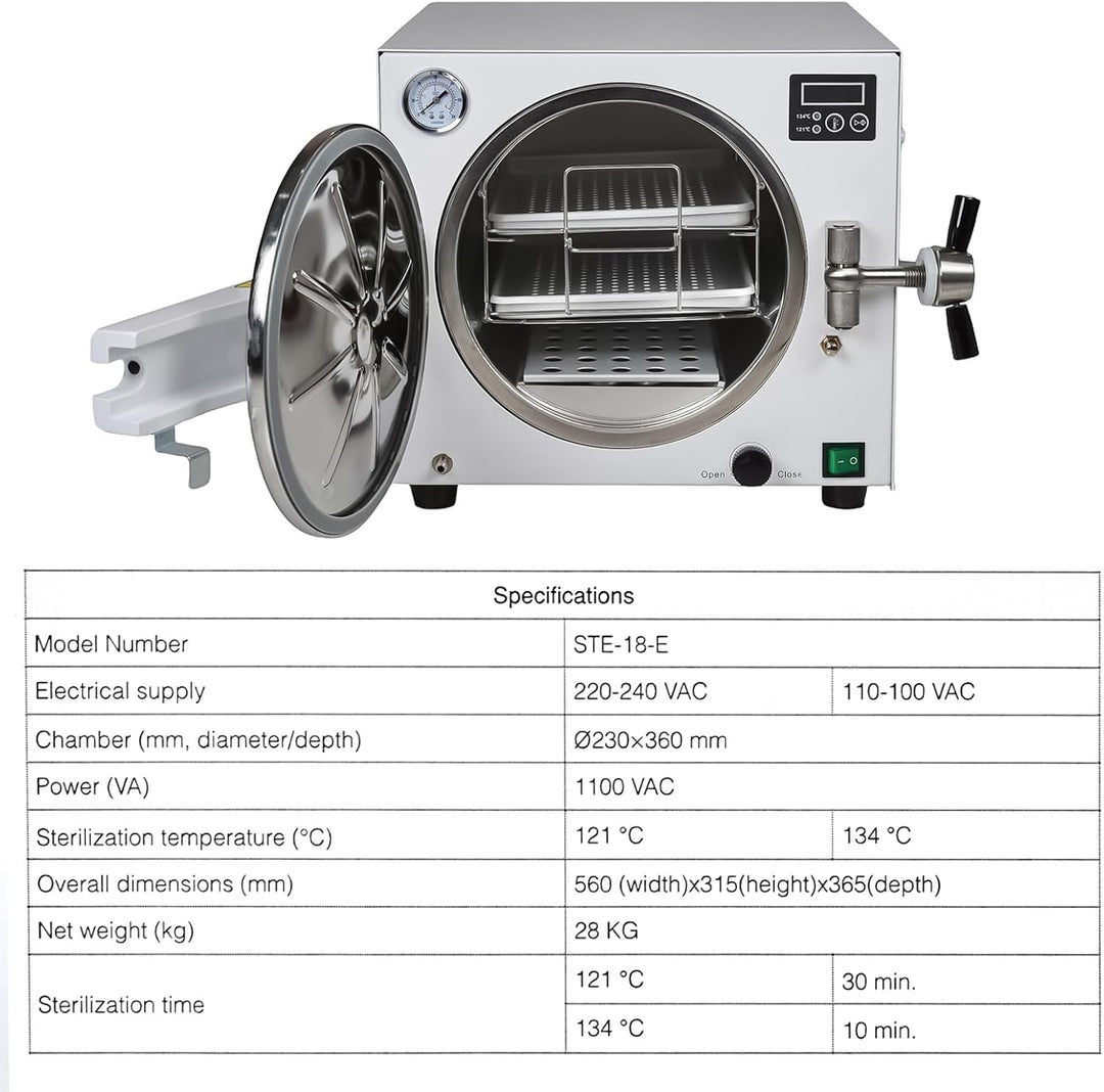 Automatic Autoclave Steam Sterilizer Medical Dental Sterilization Equipment 18L - coolbabymalls