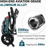 Load image into Gallery viewer, Super Lightweight Reclining Travel Wheelchair, Folding Transit Transport Wheelchairs for Adults and Seniors Support 220lbs, Lightweight Aluminum Wheelchair for Elderly
