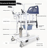 Load image into Gallery viewer, COOLBABY Hydraulic Patient Lift Transfer Chair for Elderly &amp; Disabled, Adjustable Height, Soft &amp; Toilet Seat, Front/Rear Caster Brakes, Shower &amp; Bathroom Wheelchair, 150kg Load Capacity
