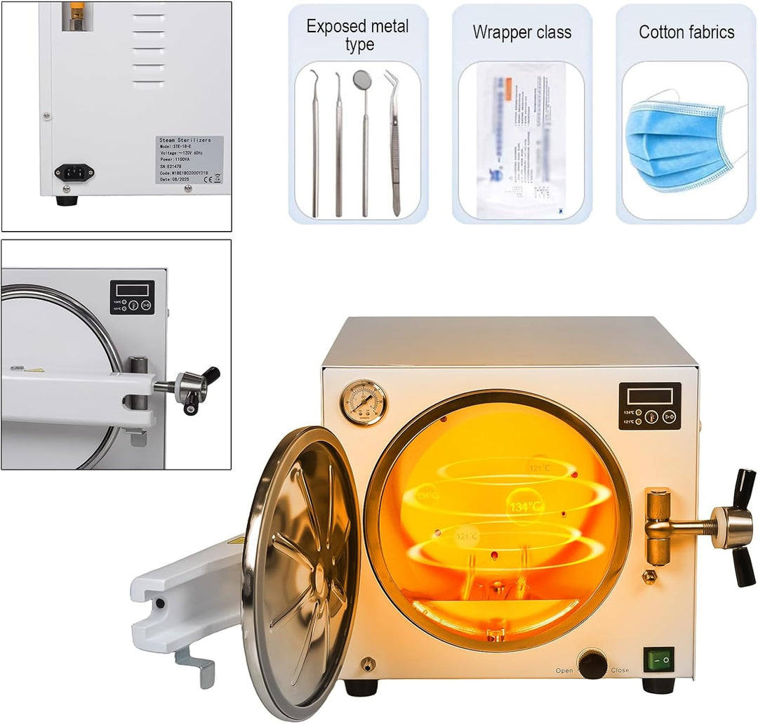 Automatic Autoclave Steam Sterilizer Medical Dental Sterilization Equipment 18L - coolbabymalls