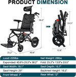 Load image into Gallery viewer, Super Lightweight Reclining Travel Wheelchair, Folding Transit Transport Wheelchairs for Adults and Seniors Support 220lbs, Lightweight Aluminum Wheelchair for Elderly
