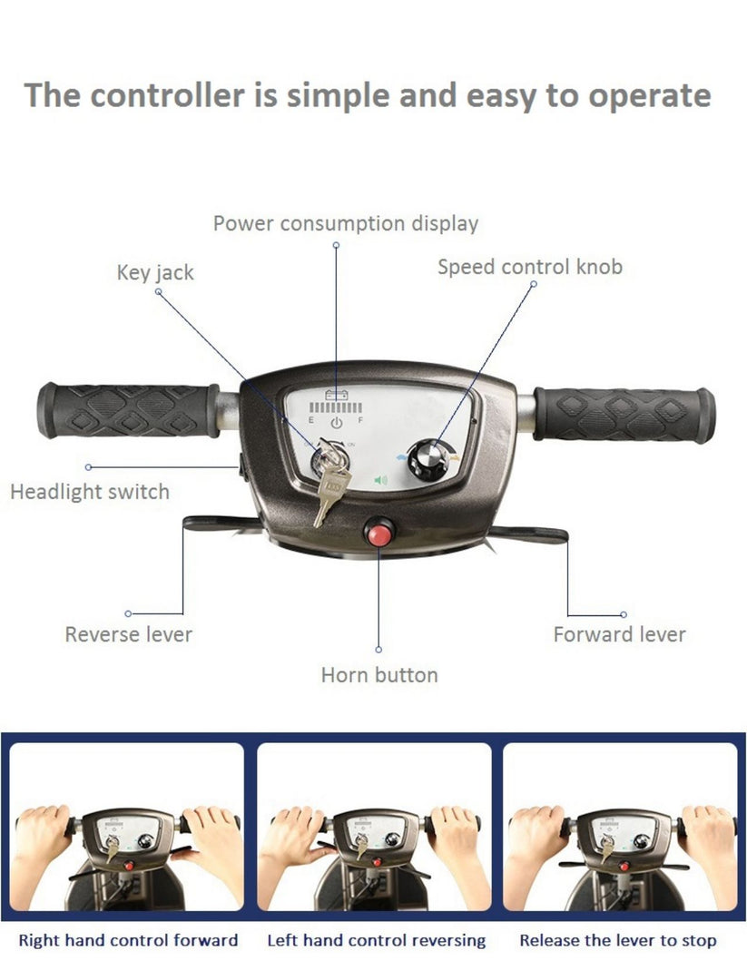 Modern Fashion Electric Folding Scooter, Lightweight Mobility Scooters Wheelchair 4 Wheel Only 19kgs Used Immediately - coolbabymalls