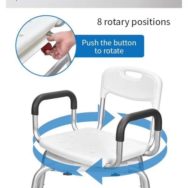 Rotatable Bath Chair – Adjustable, Waterproof & Rust-Proof