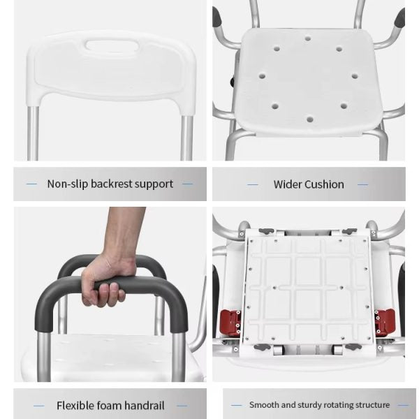 Rotatable Bath Chair – Adjustable, Waterproof & Rust-Proof