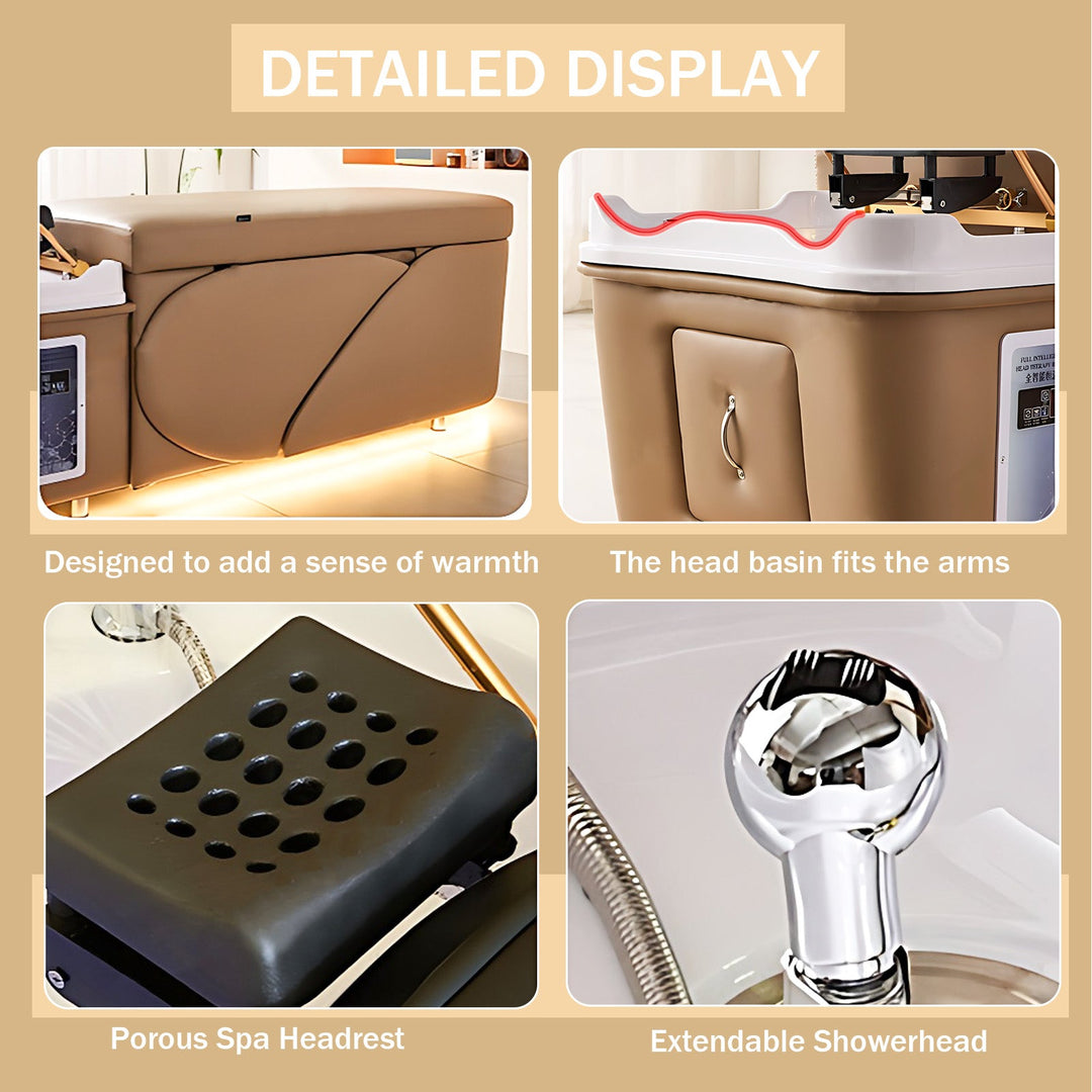 Massage Table Shampoo Chairs Head Spa Equipment & Spa Bed with LED, Water Cycle Heater, Steam, and Aromatherapy - coolbabymalls