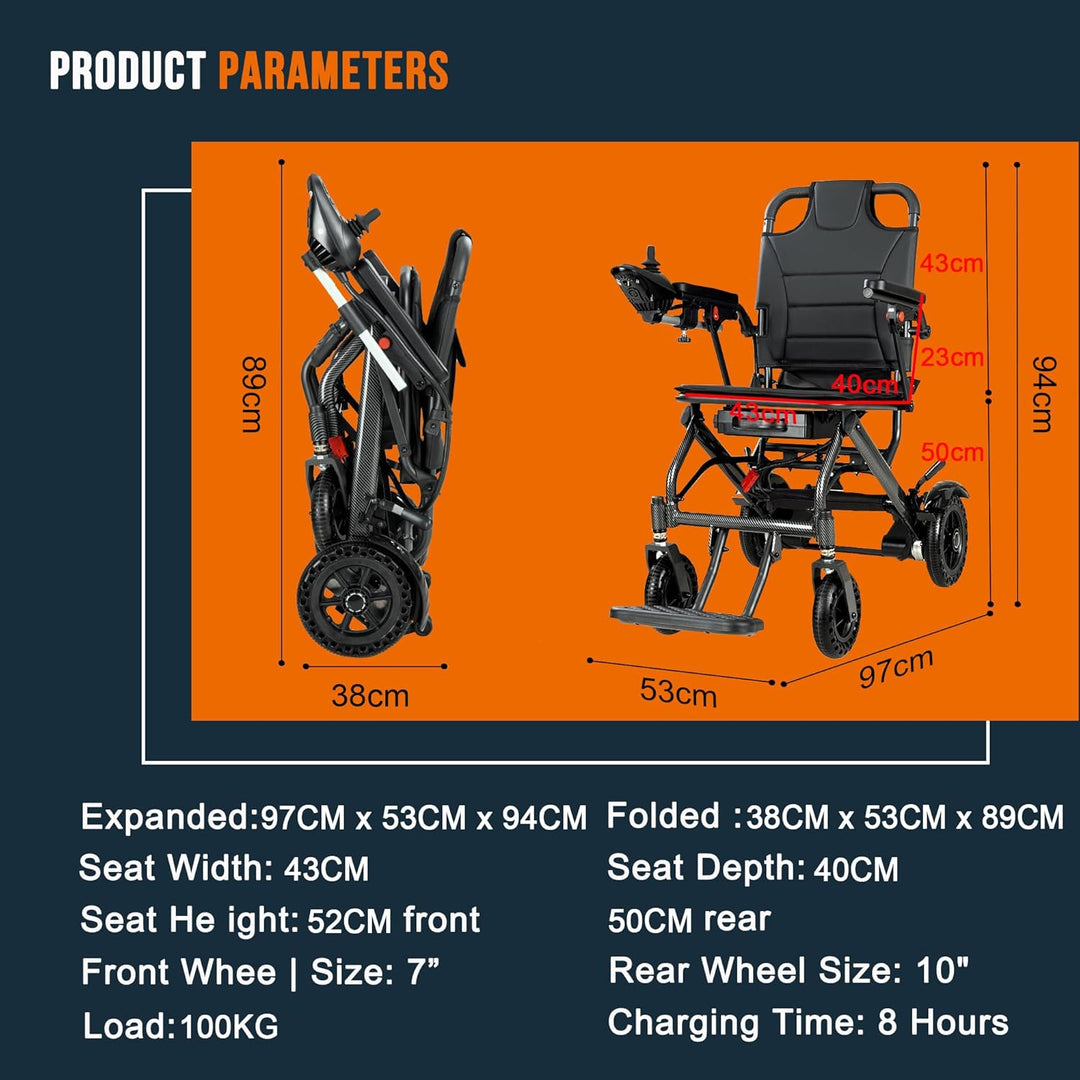 16kg Light Weight Folding Electric Wheelchair Portable Aluminum Powerchairs Dual Controller Wheelchair Electric