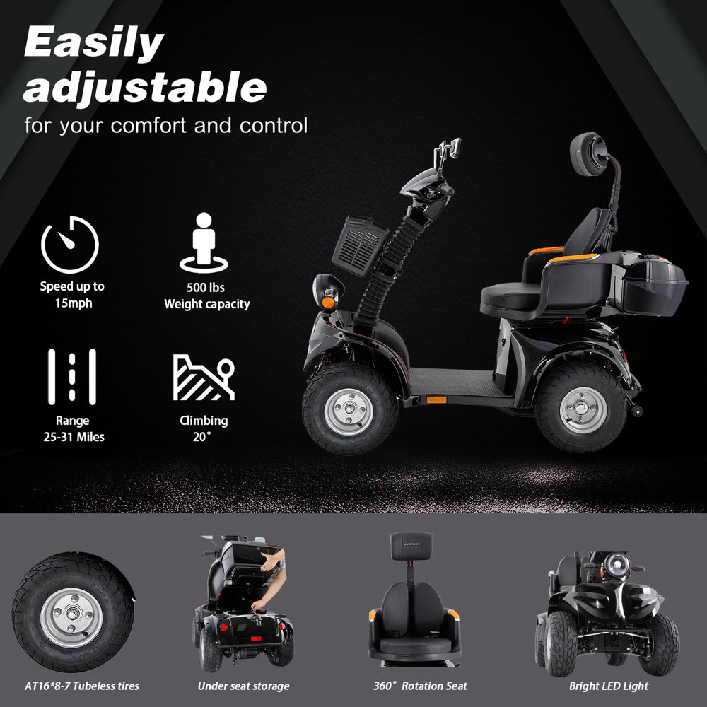 COOLBABY 4-Wheel Electric Mobility Scooter For Elders Model: DJD - coolbabymalls