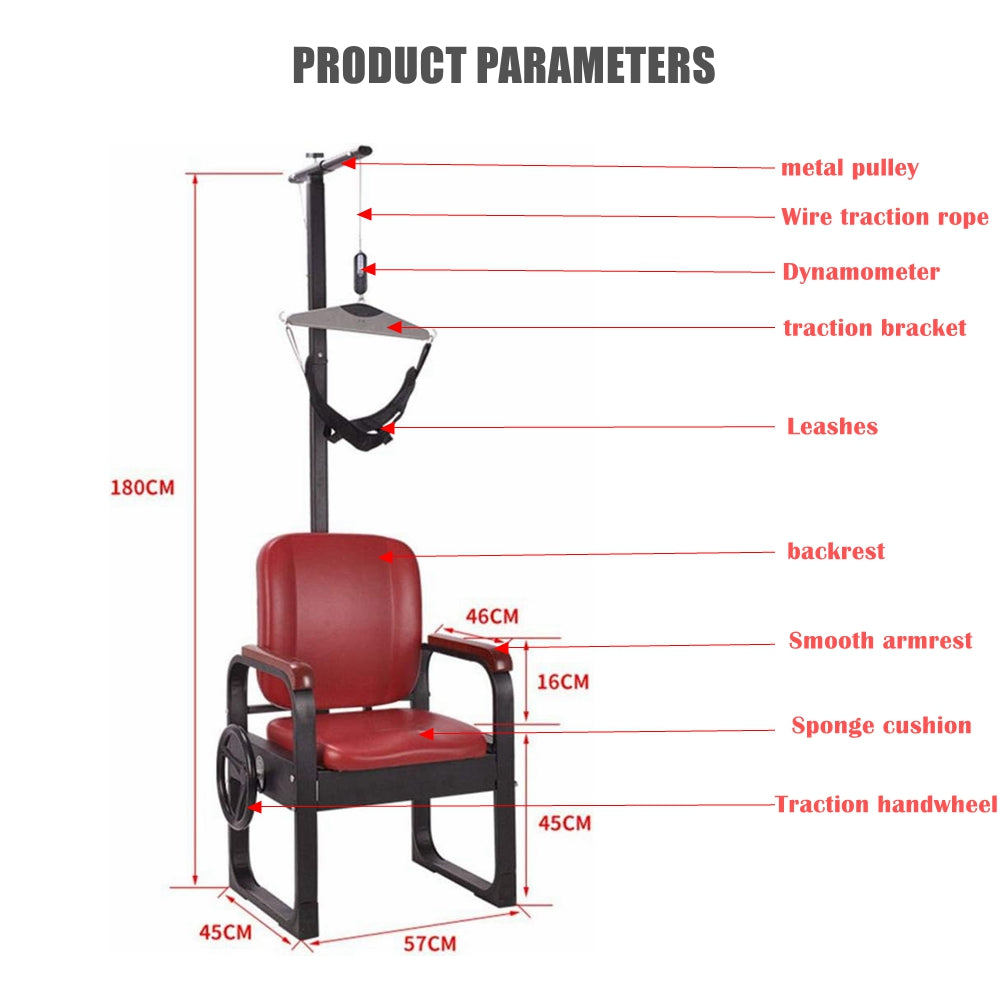 COOLBABY ZLJ1107 Cervical Traction Device Adjustable Cervical Traction Chair Neck Traction Stretcher Home Physical Therapy To Relieve Head And Neck Discomfort - coolbabymalls