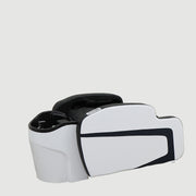 White and black foot massage machine on a gray floor with 'Shunlong' branding.