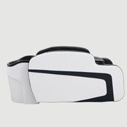 White and black VR headset on a marble surface with Shunlong logo.