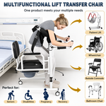 Load image into Gallery viewer, 5-in-1 Hydraulic Patient Lifter, Portable Nursing Wheelchair with 180° Split Seat, Adjustable Height, Bedpan &amp; Foot Brake – 440lbs Capacity