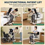 Load image into Gallery viewer, 5-in-1 Hydraulic Patient Lifter, Portable Nursing Wheelchair with 180° Split Seat, Adjustable Height, Bedpan &amp; Foot Brake – 440lbs Capacity