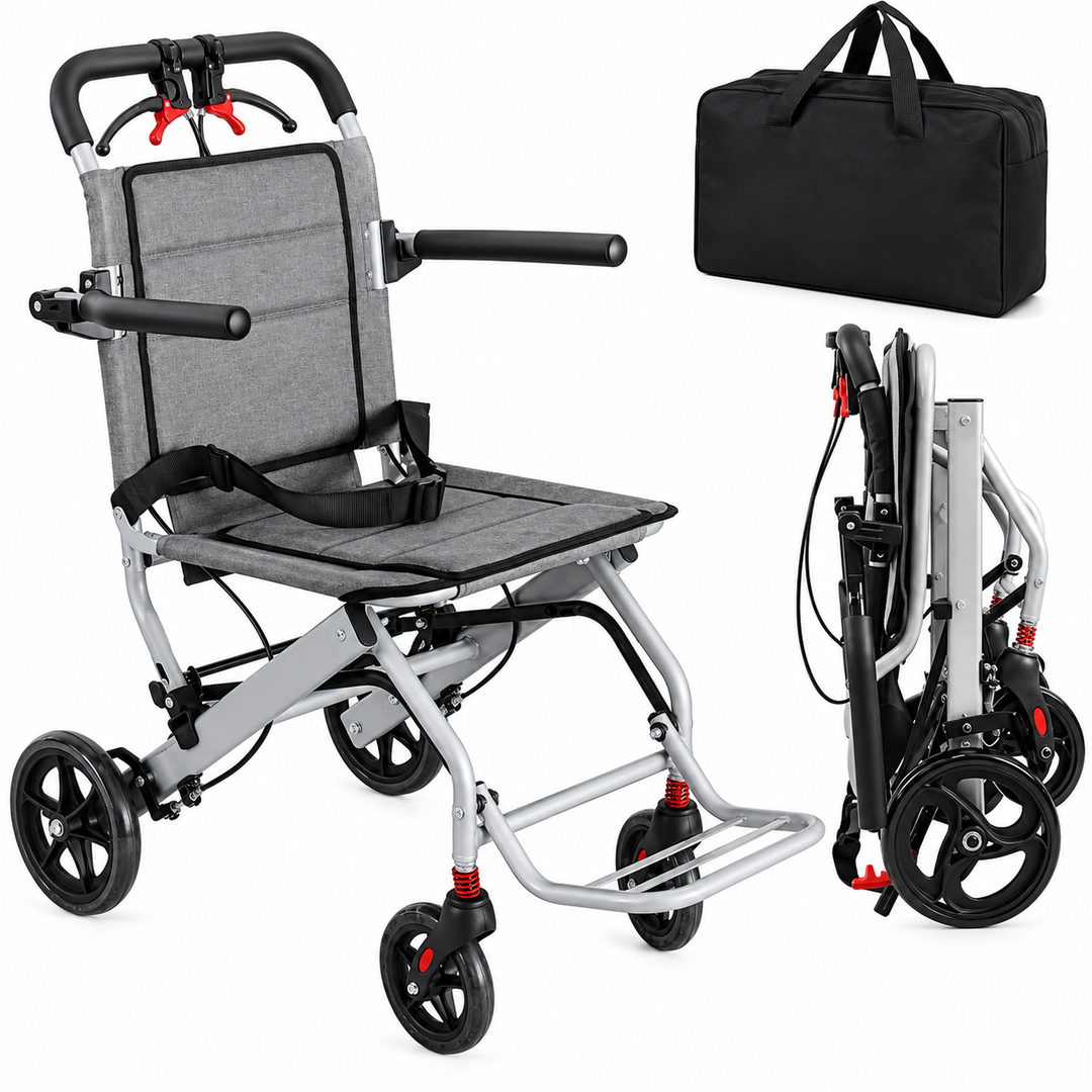 Ultralight Foldable Transport Wheelchair with Hand Brake – Portable Travel Wheelchair UAE