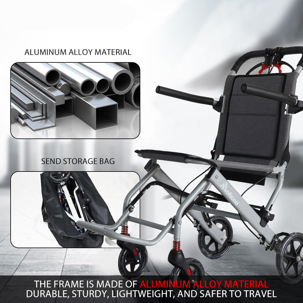 Ultralight Transport Wheelchair, Folding Portable Boarding Travelling Wheelchair with Hand Brake, Trolleys for Elderly Aircraft Travel - coolbabymalls