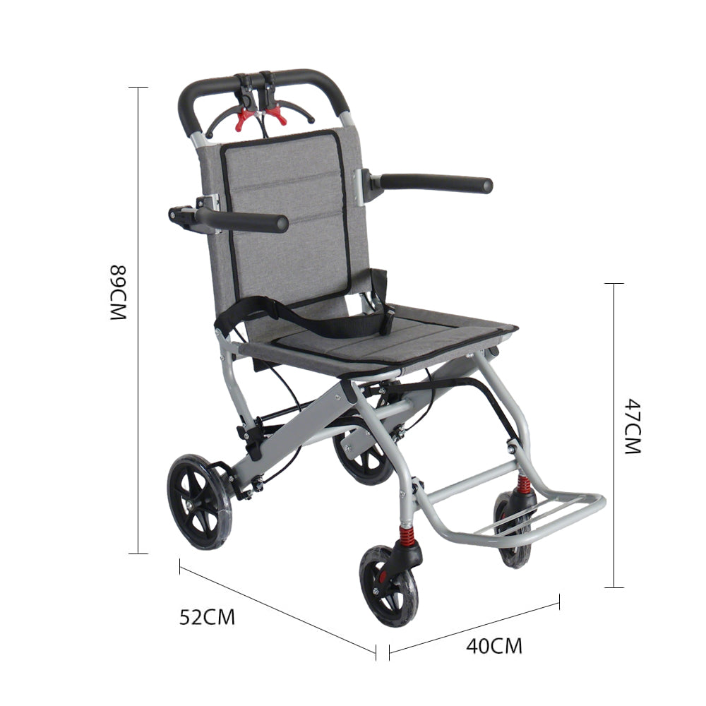 Ultralight Transport Wheelchair, Folding Portable Boarding Travelling Wheelchair with Hand Brake, Trolleys for Elderly Aircraft Travel - coolbabymalls