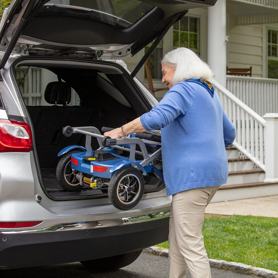 COOLBABY 17kg Portable Lightweight 4 Wheel Electric Mobility Scooter, Foldable Lightweight Mobility Scooter for Disabled Elderly