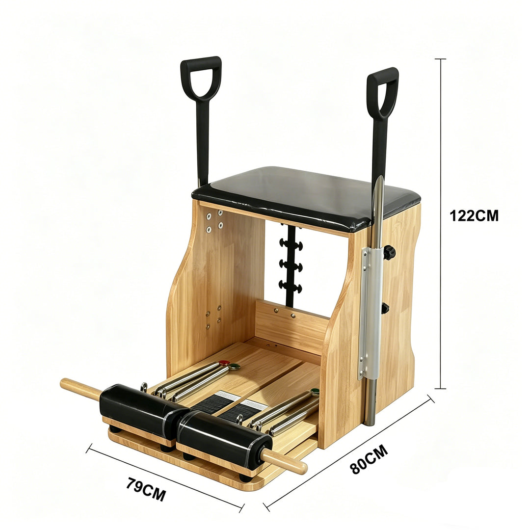 Wooden Pilates Chair – Compact Dual Handle Wunda Chair Yoga Pilates Split Pedal Stability Chair - coolbabymalls