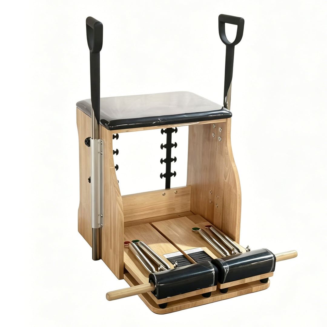 Wooden Pilates Chair – Compact Dual Handle Wunda Chair Yoga Pilates Split Pedal Stability Chair - coolbabymalls